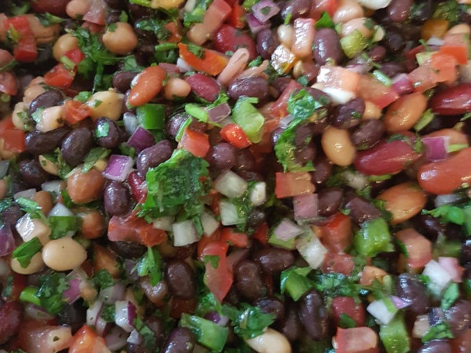 Four Beans Salad close up view.